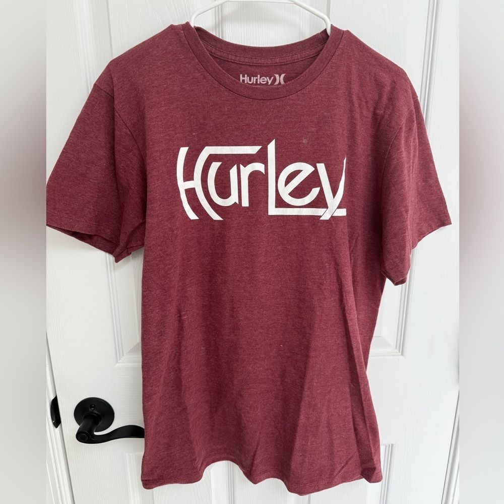 Hurley Maroon Men’s TShirt Size M Logo Heathered Premium Fit